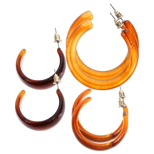 HEALEEP 3 Paare Minimalistische Creolen Ohrschmuck Damen Leichte Geometrische C form Modische Hoop Ohrringe für Frauen Mädchen Alltag Party Geschenk von HEALEEP