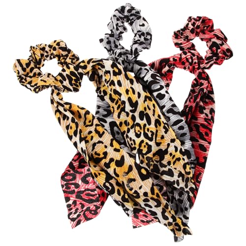 HEALEEP 3 Stück Flamingo Muster Haargummi mit Fransen Ponytail Halterband für Damen Grün für Freizeit und Besondere Anlässe von HEALEEP