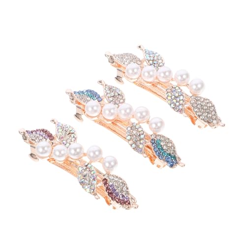 HEALEEP 3 Stück Strass Haarklammern mit Perlen und Blumenmotiv Funkelnde Haarspangen für Damen Stabile Haarschmuck Accessoires für Alltag Hochzeit und Besondere Anlässe von HEALEEP