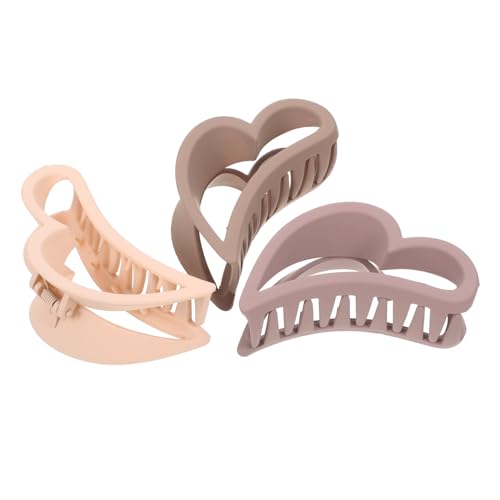 HEALEEP 3 Stück Teiliges Haarklammern Herzform Rutschfest Fester Griff Große Haarkrallen für Dickes und Normales Haar Modische Haarspangen für Damen und Mädchen in Trendigen Farben von HEALEEP