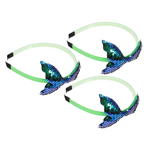 HEALEEP 3 Stück Teiliges Meerjungfrau Haaraccessoire Glitzernde Stirnbänder für Mädchen Haarschmuck für Geburtstagsfeiern und Besondere Anlässe Auffälligem Fischschuppen Design von HEALEEP