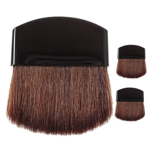 HEALEEP 3 Stück Teiliges Mini Puder Make Up Pinselset mit Kurzem Griff Rund für Flüssige und Pudrige Foundation für und Mädchen Tragbar und Praktisch von HEALEEP
