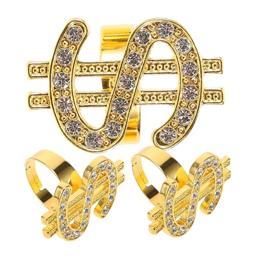 HEALEEP 3 Stücke Geldring Satz Für Cosplay Maskerade Dekor Ring Aus Metall Vintage Design Partyzubehör Für Rapper Und Punk Kostüme von HEALEEP