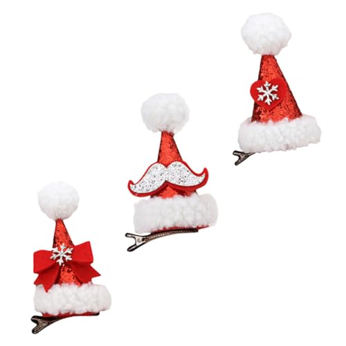HEALEEP 3 Stück Weihnachtskarte Weihnachtshaarspange Jack Damen Weihnachtsmützen Erwachsene Weihnachtsschleife Haarspangen Weihnachtsbommel Haarspange Dekorative Haarspangen von HEALEEP