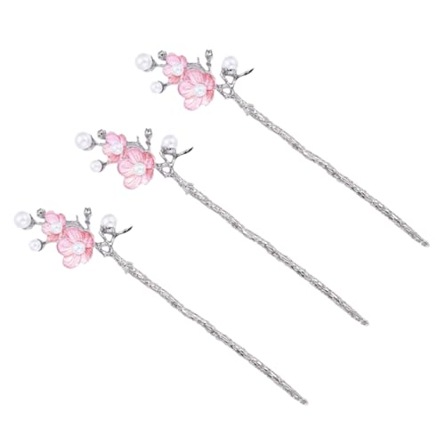 HEALEEP 3 Stücke Vintage Perlen Haarstäbchen Klassische Haarnadeln für Damen für Hochzeiten Cosplay und Dinnerpartys mit Blume Design Einfach zu Befestigen von HEALEEP