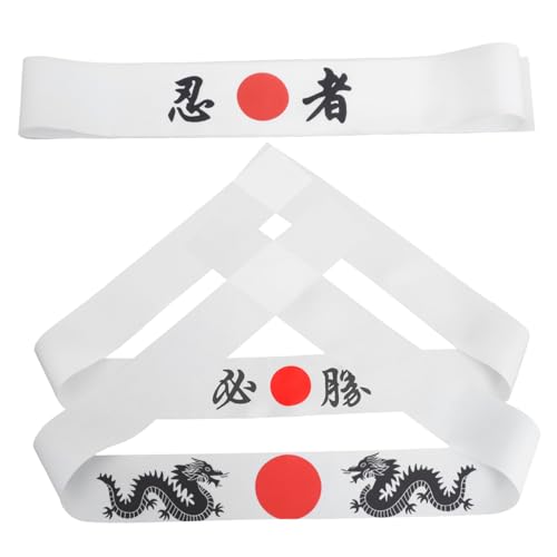 HEALEEP 3-teiliges Japanisches Ninja-karate-stirnband Für Männer Und Frauen, Dekoratives Samurai-koch-accessoire Zum Kochen, Stilvolle Und Funktionelle Kopfbedeckung von HEALEEP