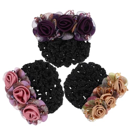 HEALEEP 3stücke Blumiges Haarknotennetz Aus Stoff Haarnetze Für Dutts Haarschmuck Für Frauen Als Krankenschwester-haaraccessoire Geeignet von HEALEEP