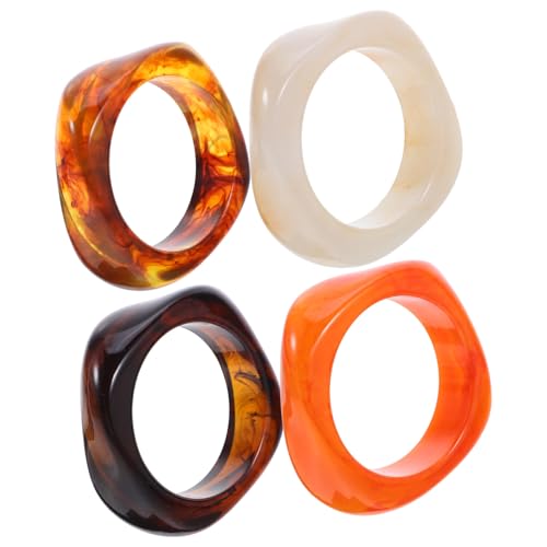 HEALEEP 4 Acryl-Armreifen: Modische Retro-Armbänder aus Acryl – Geometrische breite Armreifen für Damen für Festivals und lässige Outfits von HEALEEP
