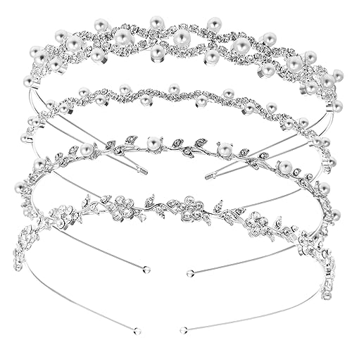 HEALEEP 4 Stück Braut Haarschmuck Teiliges Strass und Perlen Haarband Hochzeit Diadem Komfortabel und Sicher Vielseitig für Braut Brautjungfern und Festliche Anlässe von HEALEEP