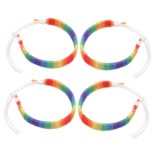 HEALEEP 4 Stück Bunte Geflochtene Armbänder Rainbow Armbänder für Unisex Handgefertigte Freundschaftsarmbänder Verstellbar für Lgbt Events und Gruppenaktivitäten von HEALEEP