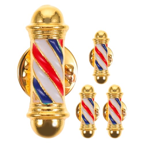 HEALEEP 4 Stück Friseur-Broschen- : Vintage-Friseurschmuck für Männer – Anstecknadel aus Legierung für Friseure – Drehlicht-Brosche, Barbershop-Zubehör von HEALEEP