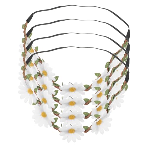 HEALEEP 4 Stück Handgefertigtes Mädchen Stirnband mit Weißen Blumen Leichter Blumenkranz Haarkranz für Hochzeit Brautjungfer Festival Prinzessin Accessoire von HEALEEP