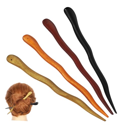 HEALEEP 4 Stück Sandelholz Haarnadel Dekoratives Accessoire Ebenholz Damen Haarschmuck Haarstäbe Für Frauen Mi China Bobby Carve Haarstäbchen Für Frauen Vintage Haarknoten von HEALEEP