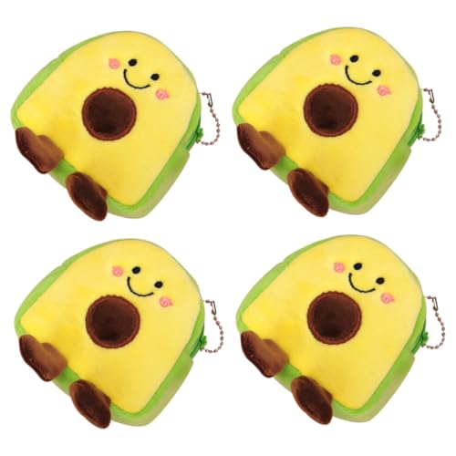 HEALEEP 4 Stück Teiliges Avocado Plüsch Geldbeutel Kleines Münzsäckchen aus Weichem Material Süße Coin Purse für Mädchen für Reisen Shopping und Alltag Handliche und Langlebige Geldbörse von HEALEEP