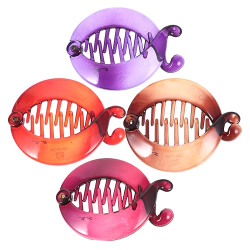 HEALEEP 4 Stück Teiliges Bananen Haarspangen für Dickes Haar Rutschfeste Haarklammern Rot Weinrot und Braun für Verschiedene Frisuren und Anlässe von HEALEEP