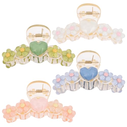 HEALEEP 4 Stück Teiliges Blumen design Stilvolle Haar klaue mit Starkem Griff für Dickes und Dünnes Haar Vielseitig für Alltag Party und Reise Modisches Styling accessoire für Damen und von HEALEEP