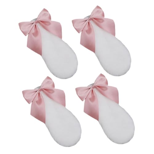 HEALEEP 4 Stück Teiliges Bunny Ears Haarspangen mit Flauschigen Kaninchenohren und Schleife Leichte Cosplay Haarschmuck Clips für Halloween Party Kostüm Zarte von HEALEEP