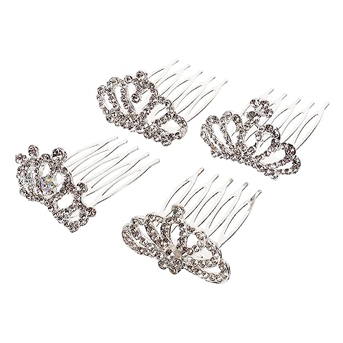 HEALEEP 4 Stück Teiliges Diadem mit Strasssteinen Haarschmuck für Mädchen Funkelnde Geburtstagskrone und Haarkamm Sicherer und Langlebiger Kopfschmuck für Festliche Anlässe von HEALEEP