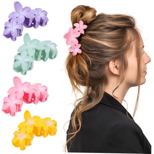 HEALEEP 4 Stück Teiliges Haarklammern Blumen Design Große Rutschfeste Haarkrallen für Dickes Haar Farbverlaufene Haarklammern für Frauen Vielseitige Haarspangen für Hochzeit und Alltag von HEALEEP