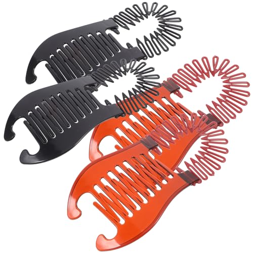 HEALEEP 4 Stück Teiliges Kunststoff Bananen Haarspangen für Damen Pferdeschwanz Halter und Haarkamm Schwarz Kaffee Rutschfest Langlebig und Wiederverwendbar für Partys und Hochzeiten von HEALEEP