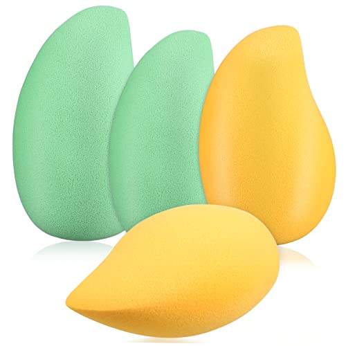 HEALEEP 4 Stück Teiliges Mango Make Up Schwämmchen Präziser Foundation und Puderauftrag Hautfreundlich Vielseitig für Flüssig und Puder Make Up Design in Gelb und Grün für Frauen von HEALEEP