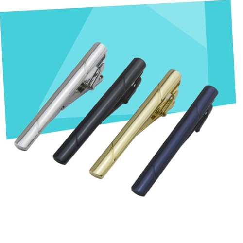 HEALEEP 4 Stück Teiliges Metall Krawattenklammern Glänzend Federbelastet Sicherer Halt für Herren Business Hochzeit Eleganter Look von HEALEEP