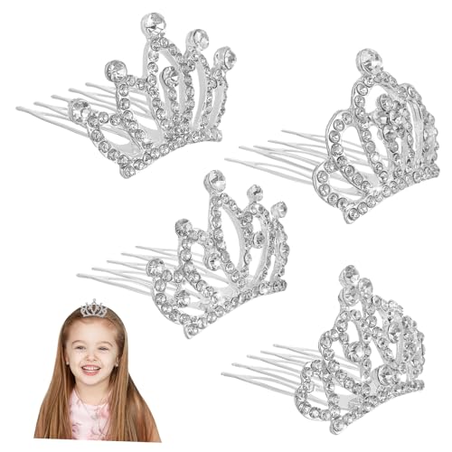 HEALEEP 4 Stück Teiliges Tiara Haarkamm Strass Prinzessin Geburtstagsfeier Festliche Haarschmuck Mädchen Party Zubehör von HEALEEP