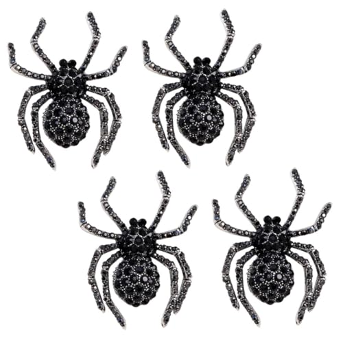 HEALEEP 4 Stück Vintage Spinnenbroschen mit Funkelnden Kristallen Halloween Kostüm Accessoires für Damen Herren für Besondere Anlässe Tägliche Outfits von HEALEEP