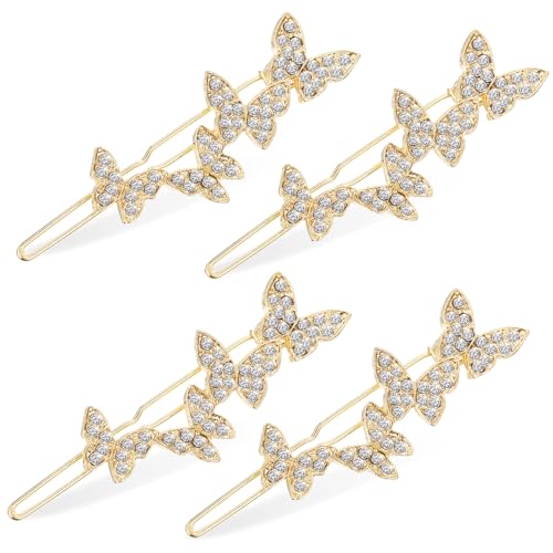 HEALEEP 4 Stück Vintage Teiliges Schmetterling Haarspangen mit Strasssteinen Dekorative Haarklammern für Dickes Haar Stilvoller Haarschmuck Damen für Hochzeit Party und Alltag von HEALEEP
