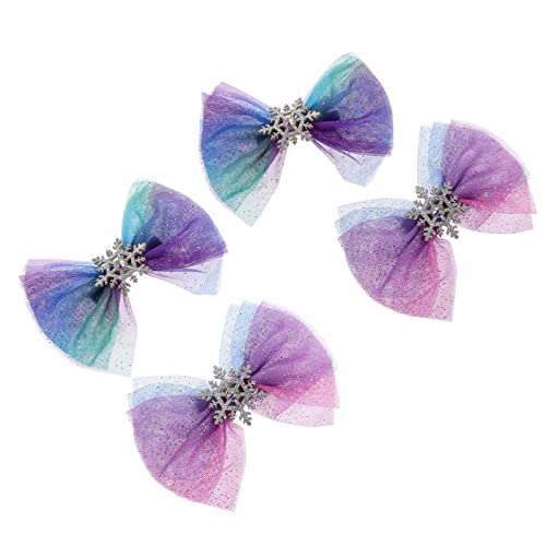 HEALEEP 4 Stück Weihnachts Haarschmuck Schneeflocken Schleifen Haarnadeln für Damen Weihnachtsaccessoires für Festliche Anlässe von HEALEEP