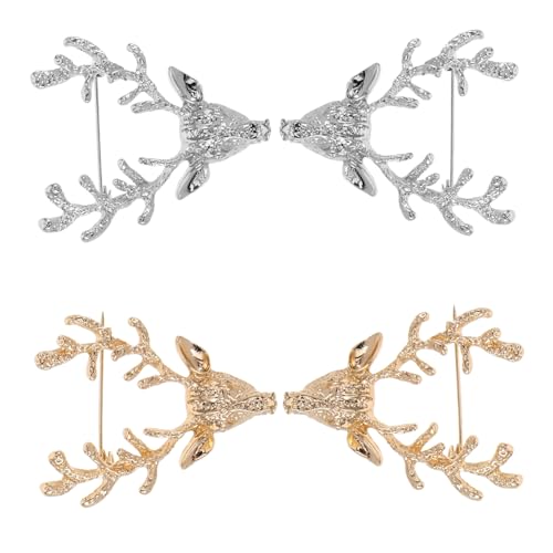 HEALEEP 4Stücke Elchkopf Brosche Tier Anstecknadeln für Kleidung Schals Hüte Robustes Metall für Besondere Anlässe und für Frauen von HEALEEP