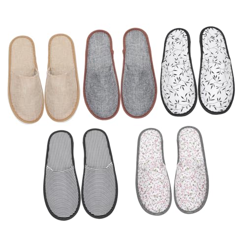 HEALEEP 5 Paare Rutsch Hausschuhe für Damen und Herren Atmungsaktive Leichte Schlafzimmer und Wohnzimmer Schuhe mit Modischem Design Rutschfest und Bequem für Zuhause und Gäste von HEALEEP