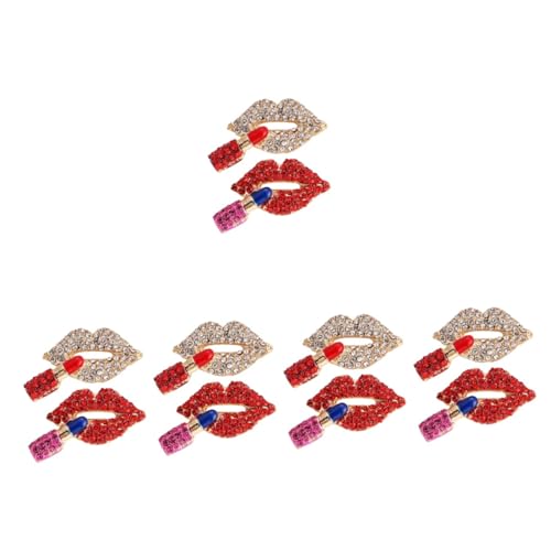 HEALEEP 5 Sätze Lippen Lippenstift Brosche Anstecknadel Kleid Lapel Pin Mit Strass Für Mantel Und Anzug Schmuckdekoration Für Frauen Und Mädchen 2 Stück * 5 von HEALEEP