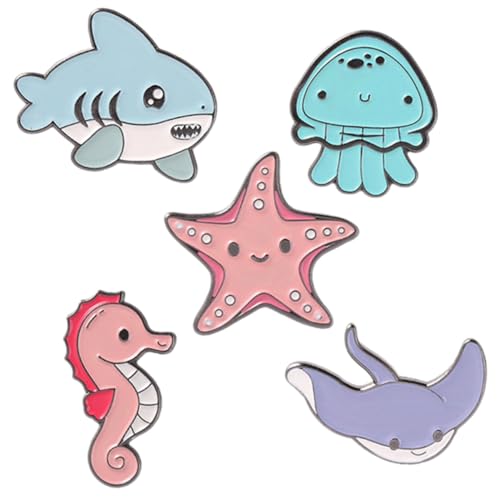 HEALEEP 5 Stck Teiliges Meerestiere Brosche Anstecknadel Cartoon Design Metall Süße Pins für Kleidung Taschen Hüte Dekoration Vielseitig Einsetzbar für Partys und Veranstaltungen von HEALEEP