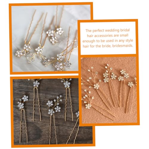 HEALEEP 5 Stück U Förmige Haarnadeln Blumenform mit Strass Teiliges Braut Haarschmuck für Hochzeit Haarklammern für Damen und Brautjungfern Stabile und Haaraccessoires von HEALEEP