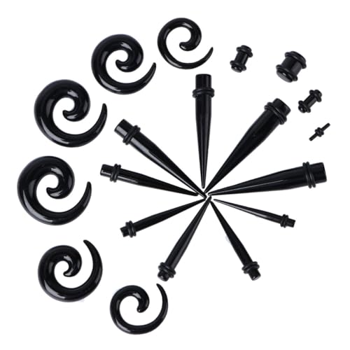 HEALEEP 54 Stück Teiliges Auricle Ohr Tunnels mit Spitzem UV Ring Verschiedene Muster Allergiefrei und Langlebig für Damen und Herren von HEALEEP
