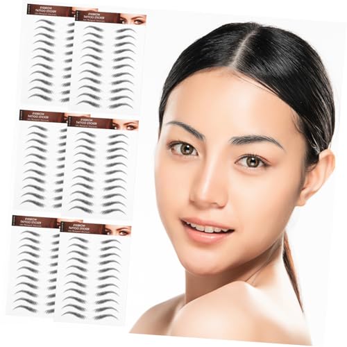 HEALEEP 6 Blätter Wasserfeste Augenbrauen Aufkleber Realistische Haarähnliche Temporäre Tattoos Vorgeformt für Symmetrische Brauen Einfach Anzubringen Entfernen für Schnelles Styling von HEALEEP