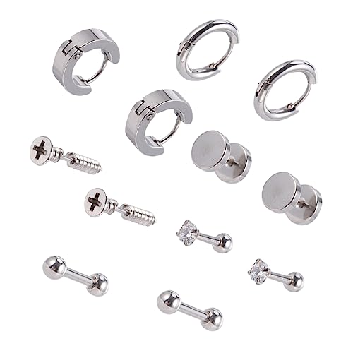 HEALEEP 6 Paare Ohrringe Set Ohrstecker und Hänger Punk Ohrschmuck für Damen und Herren Langlebiges und Stilvolles Piercing Zubehör von HEALEEP