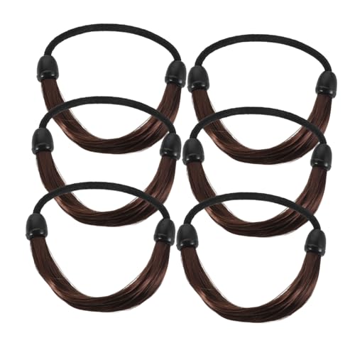 HEALEEP 6 Stück Dünne Elastische Haargummis für Perücken und Zöpfe Stil Natürliche Optik Unsichtbare Haarbänder in Dunkelbraun Geeignet für Damen Modische Vintage haaraccessoires von HEALEEP