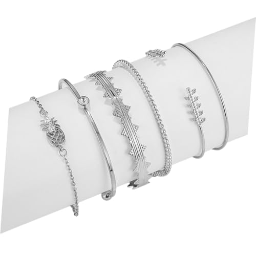 HEALEEP 6 Stück Teiliges Armband Set Damen Kreative Offene Armreifen mit Ananas und Ähren Design Verstellbare Modeschmuck Handkette Schmuckset für Alltag Party und von HEALEEP