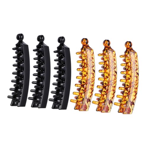 HEALEEP 6 Stück Teiliges Bananen Haarclips aus Langlebigem Kunststoff Rutschfest und Fest Haltend Modisches Design für Pferdeschwanz und Fischgrätenfrisuren Geeignet für Damen bei Arbeit von HEALEEP