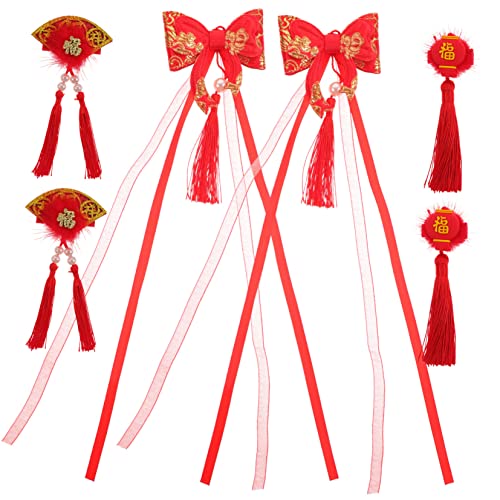 HEALEEP 6 Stück Quasten Haarspangen im Chinesischen Stil für Kinder Leicht Kompakt Neujahrs Haarschmuck für Cosplay Partys 3 Paare von HEALEEP