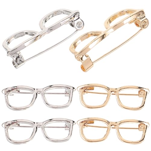 HEALEEP 6 Stück Teiliges Kreative Brillenbroschen Legierung Anstecknadeln für Damen Schmuckaccessoires für Besondere Anlässe Gold und Silber von HEALEEP