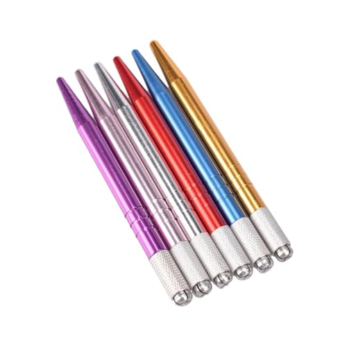 HEALEEP 6 Stück Teiliges Manuelle Microblading Pen für Augenbrauen Permanenter Augenbrauenstift Rot Blau Gold Silber und für Präzises Make Up und Kreative Gestaltung von HEALEEP