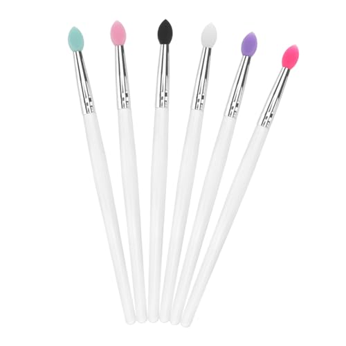 HEALEEP 6 Stück Teiliges Silikon Lidschatten Pinselset mit Bunten Köpfen Weich Langlebig Einfach zu Reinigen für Make Up Anwendungen Geeignet für Frauen und Mädchen von HEALEEP