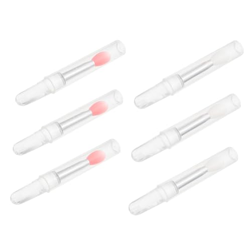 HEALEEP 6 Stück Teiliges Silikon Lippenpinsel Transparenter Roter Spitze Praktische Lidschatten Lippenstift applikatoren Weich Gleitend Kompakt für Reisen Make up Zuhause und Unterwegs von HEALEEP