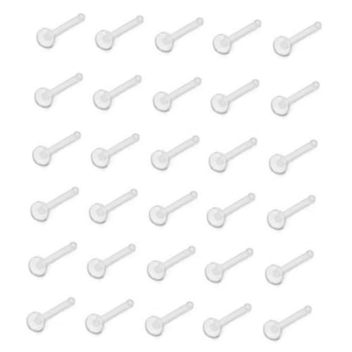 HEALEEP 60 Stück Teiliges Medizinisches Transparentes Nasenring aus S Form Gebogenem und Geradem Design Unauffälliger Nasenpiercing Schmuck für Damen und Herren Langlebig und von HEALEEP