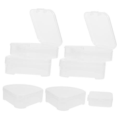 HEALEEP 8 Stck Teiliges Kleiner Transparenter Kunststoff Puderquasten Aufbewahrungsboxen mit Dreieckigen und Quadratischen Makeup Puff Haltern Kompakt Schützend für Kosmetik Organizer von HEALEEP