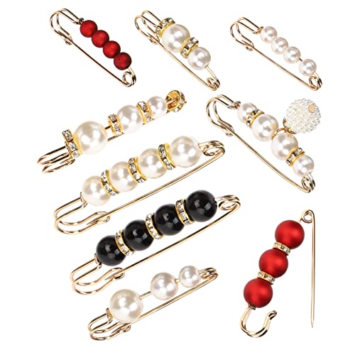 HEALEEP 9 Stück Teiliges Damen Broschen mit Perlen Cardigan Clips aus Robustem Material Vielseitig Einsetzbar als Schal und Pulloververschluss Leicht und Langlebig für Kleidungssicherung von HEALEEP