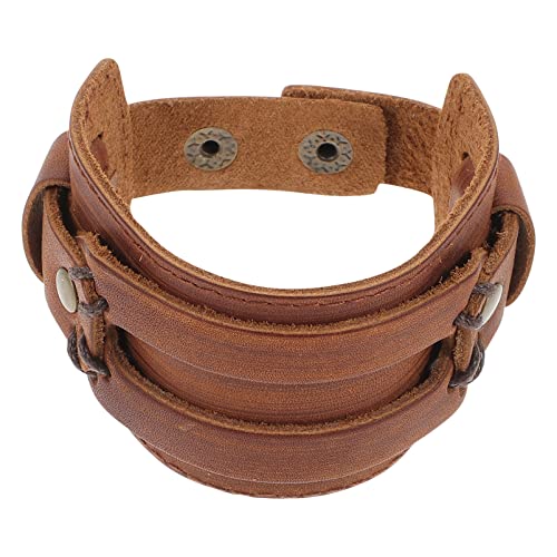 HEALEEP Breites Lederarmband Für Herren Punk-stil Handgelenk Manschette Armband Personalisiertes Retro-armband Filigrane Optik Vielseitig Kombinierbar Für Modebewusste von HEALEEP
